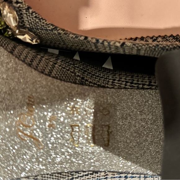 J. Crew Black and White Plaid Heels with Embellishments - Picture 4 of 4